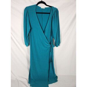 Mai Tai Womens Plus True Wrap Dress Teal Classic Jobcore XXL